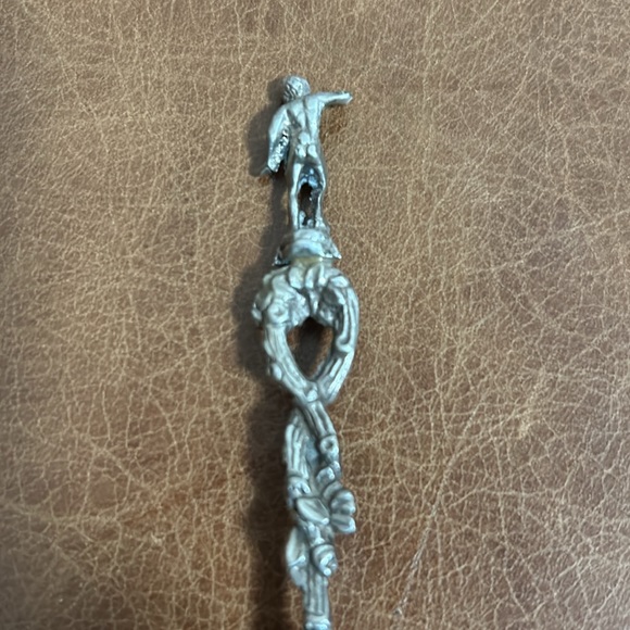 Vintage Silver Italian Style Souvenir Spoon with a Nude Man and a Angle Face - Picture 8 of 10